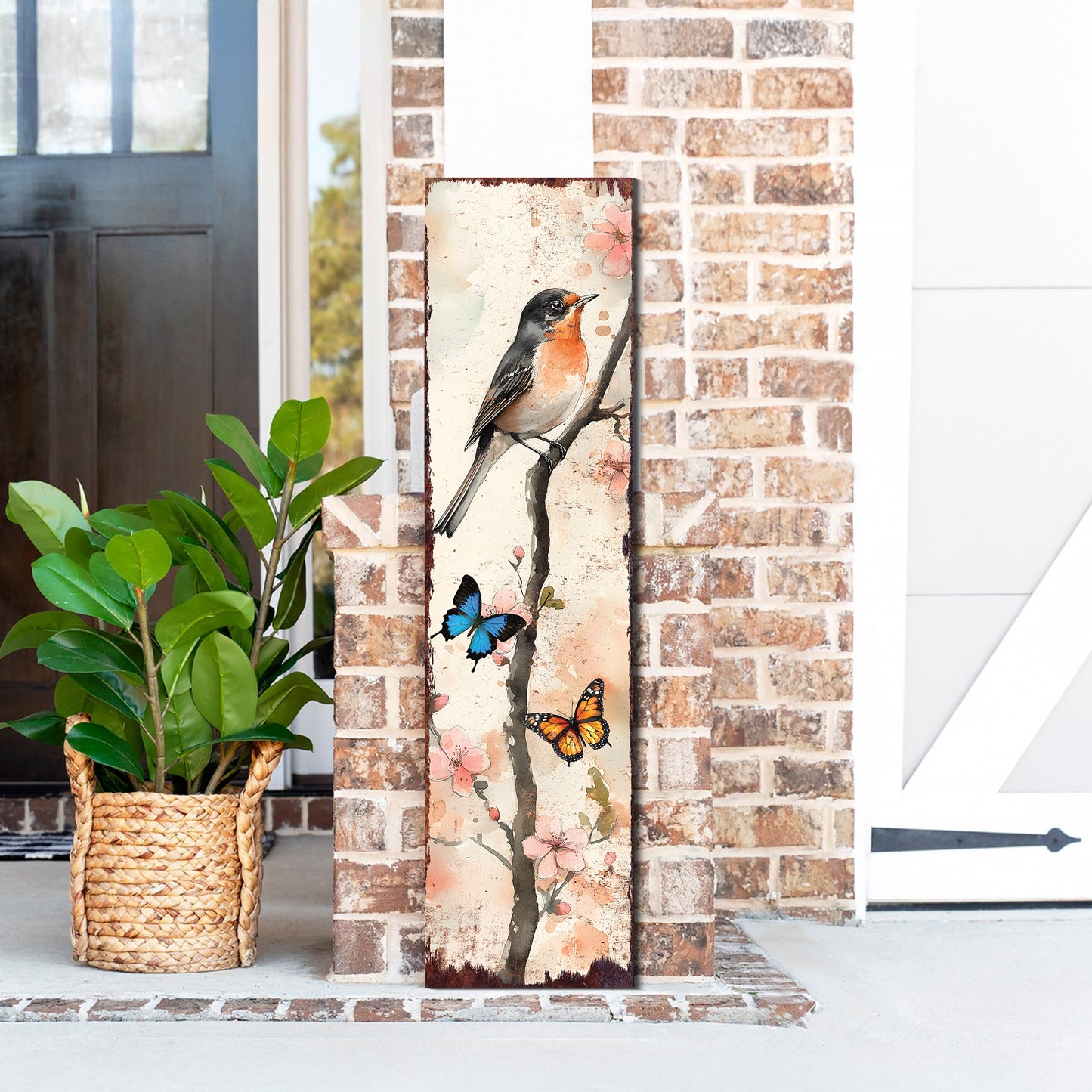 Spring American Robin Porch Sign | Wooden Entryway Decor | UV Print | Front Porch Plaque | Seasonal Home Decor | 3 Sizes