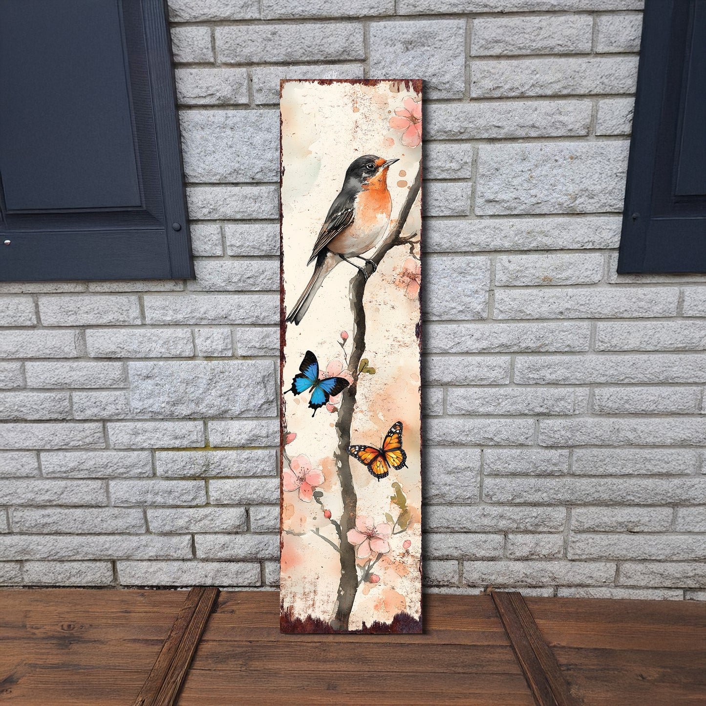 Spring American Robin Porch Sign | Wooden Entryway Decor | UV Print | Front Porch Plaque | Seasonal Home Decor | 3 Sizes