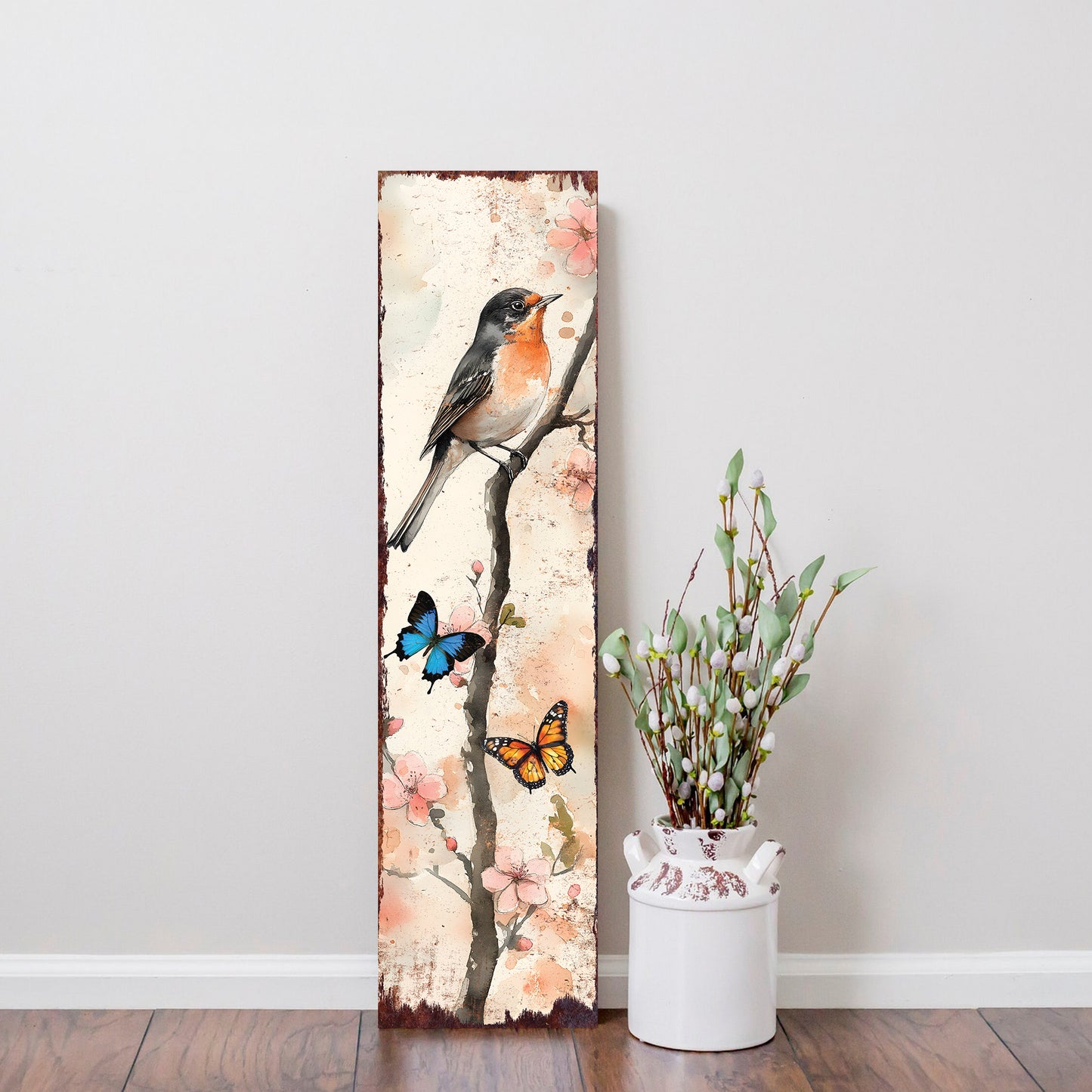 Spring American Robin Porch Sign | Wooden Entryway Decor | UV Print | Front Porch Plaque | Seasonal Home Decor | 3 Sizes