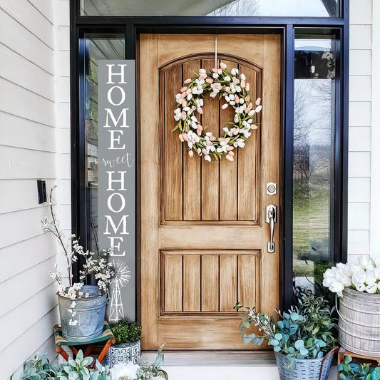 72in Home Sweet Home Porch Sign | Everyday Rustic Wood Front Door Decor | Farmhouse Porch Sign Decorations | Patio Decor | Wooden Decor
