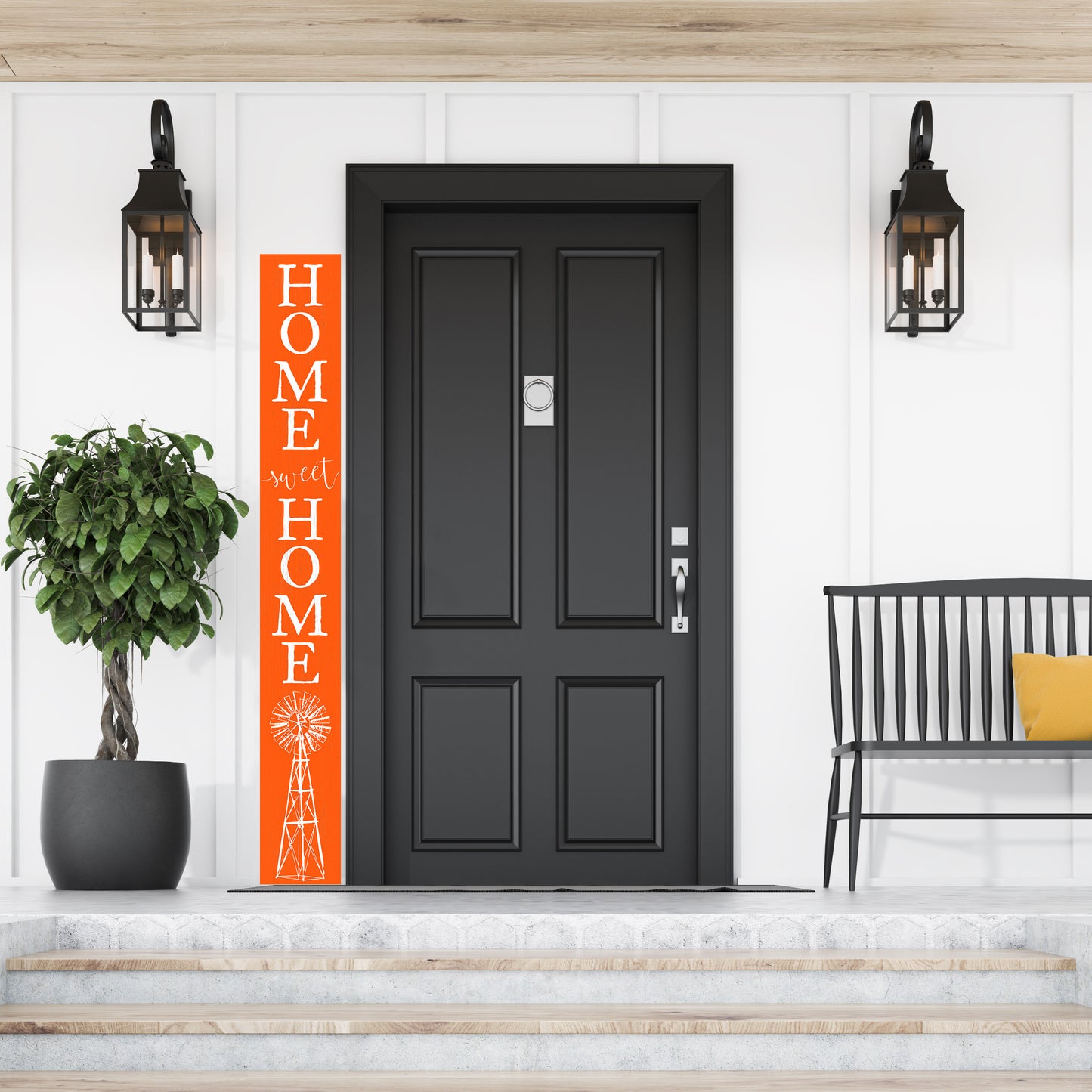 72in Home Sweet Home Porch Sign | Everyday Rustic Wood Front Door Decor | Farmhouse Porch Sign Decorations | Patio Decor | Wooden Decor