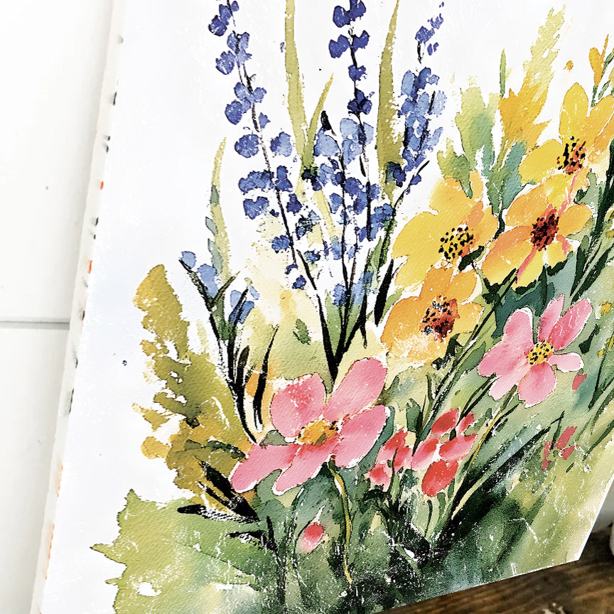 Spring Wildflowers Wall Decor Art | UV Print Canvas | Watercolor Style Indoor Wall Art | 3 Sizes