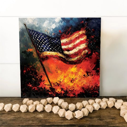 4th of July USA Flag Wall Decor Art | UV Print Canvas | Oil Paint Style Indoor Wall Art | 3 Sizes