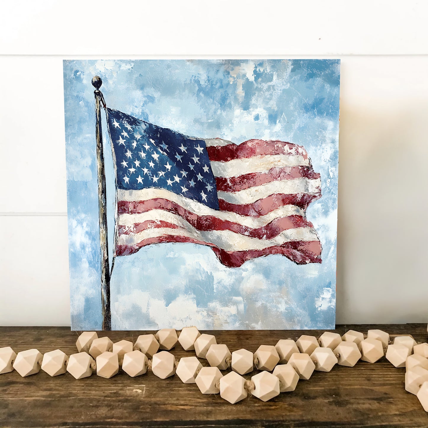 4th of July USA Flag Wall Decor Art | UV Print Canvas | Oil Paint Style Indoor Wall Art | 3 Sizes