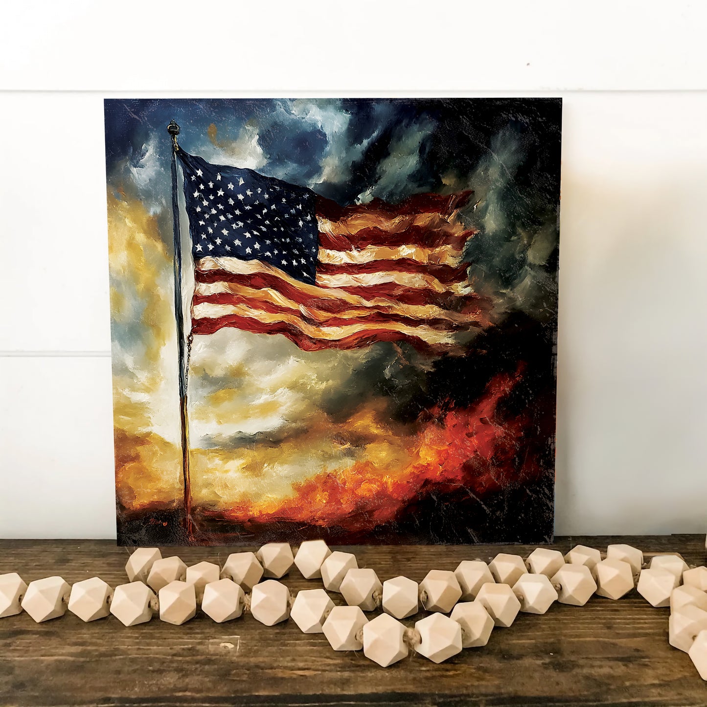 4th of July USA Flag Wall Decor Art | UV Print Canvas | Oil Paint Style Indoor Wall Art | 3 Sizes