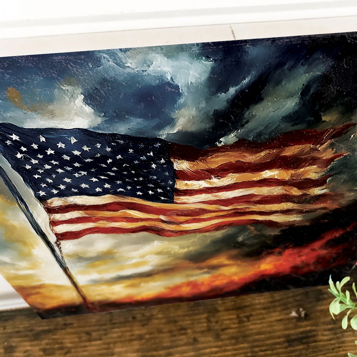 4th of July USA Flag Wall Decor Art | UV Print Canvas | Oil Paint Style Indoor Wall Art | 3 Sizes
