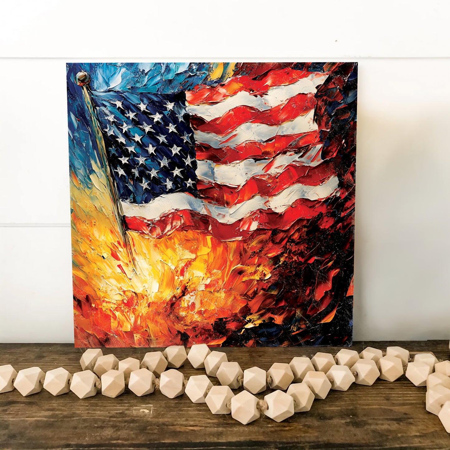 4th of July USA Flag Wall Decor Art | UV Print Canvas | Oil Paint Style Indoor Wall Art | 3 Sizes