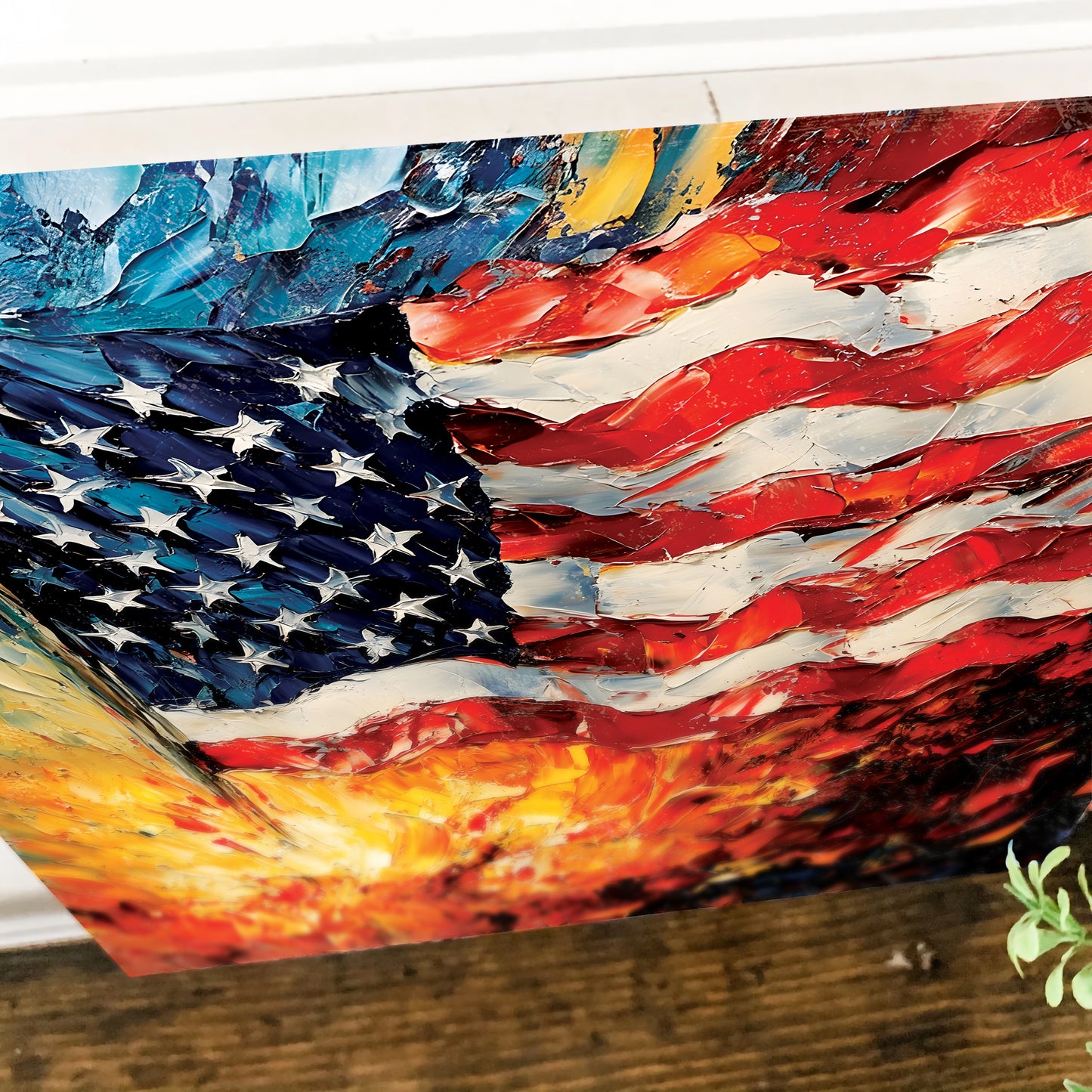 4th of July USA Flag Wall Decor Art | UV Print Canvas | Oil Paint Style Indoor Wall Art | 3 Sizes