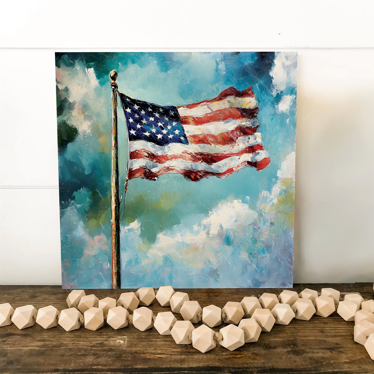 4th of July USA Flag Wall Decor Art | UV Print Canvas | Oil Paint Style Indoor Wall Art | 3 Sizes