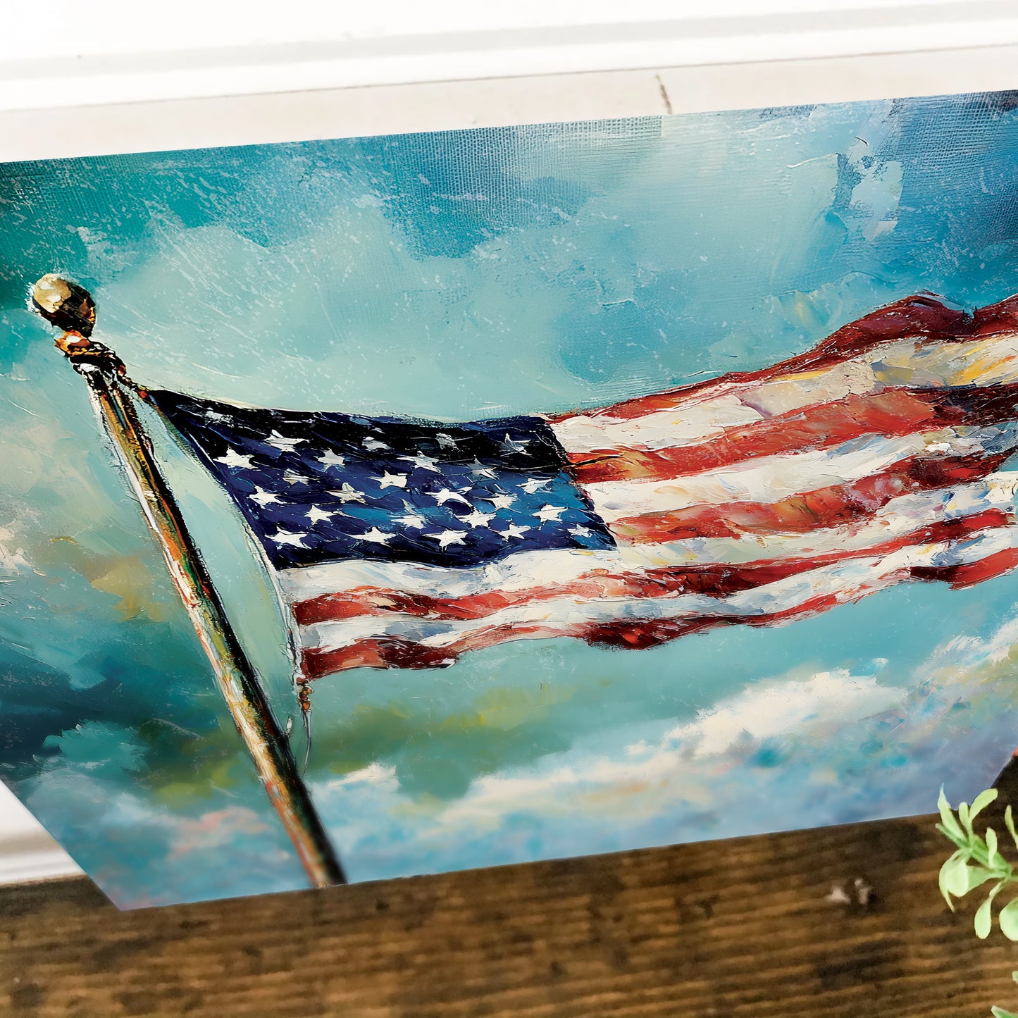 4th of July USA Flag Wall Decor Art | UV Print Canvas | Oil Paint Style Indoor Wall Art | 3 Sizes