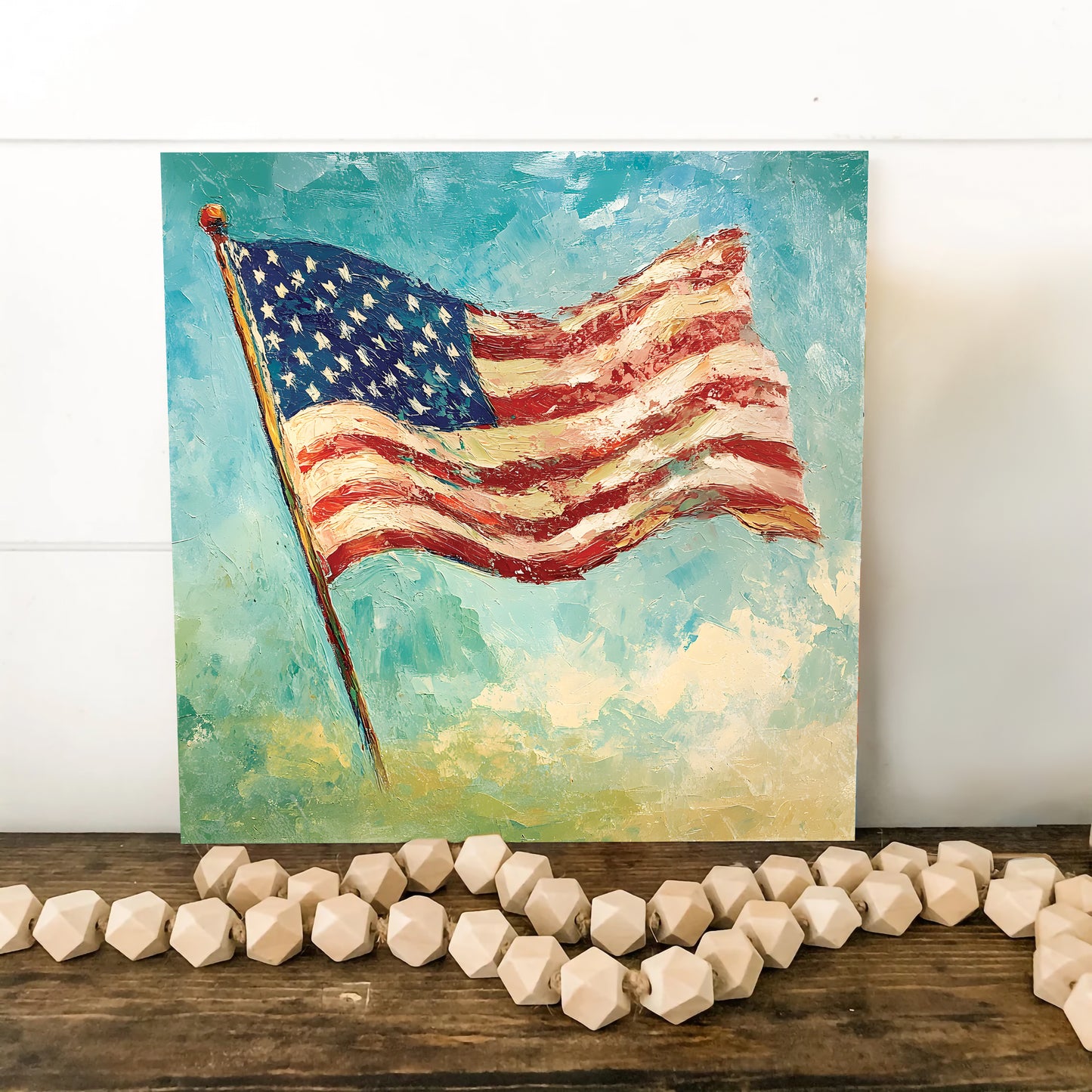 4th of July USA Flag Wall Decor Art | UV Print Canvas | Oil Paint Style Indoor Wall Art | 3 Sizes