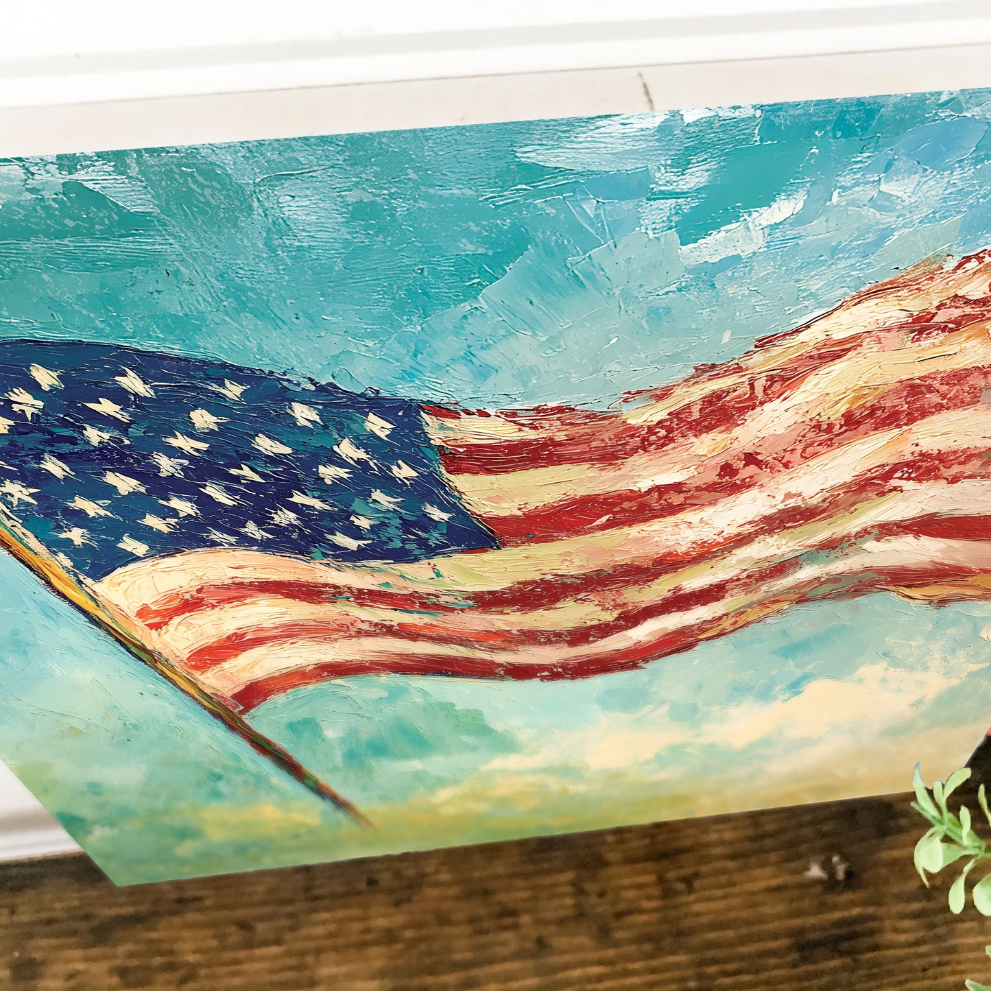 4th of July USA Flag Wall Decor Art | UV Print Canvas | Oil Paint Style Indoor Wall Art | 3 Sizes