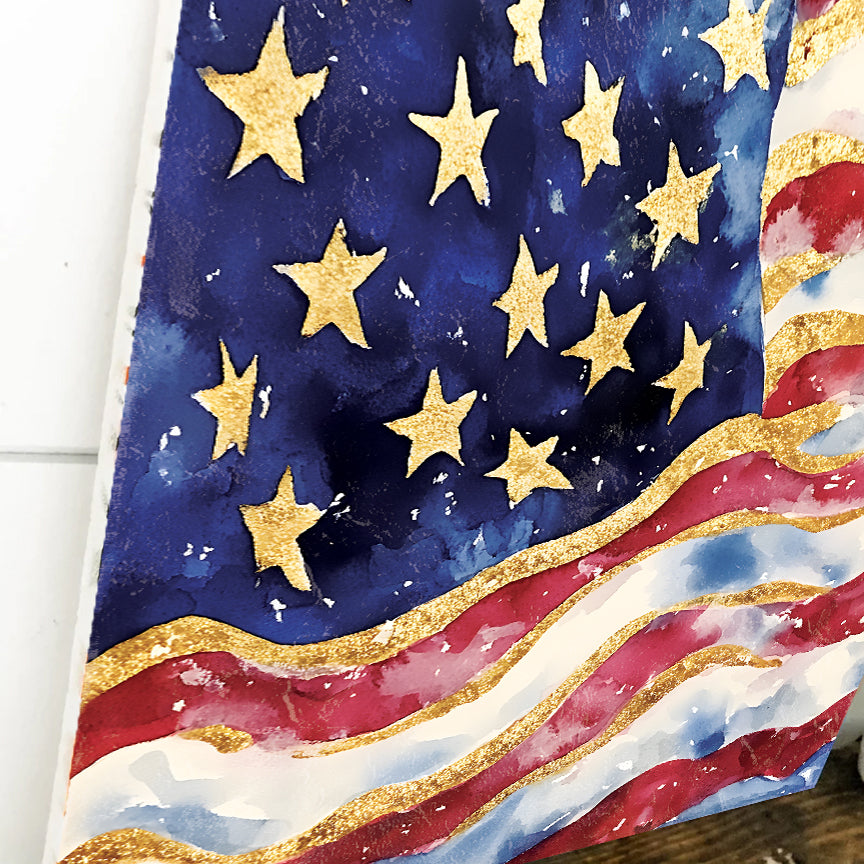 4th of July USA Flag Wall Decor Art | UV Print Canvas | Watercolor Paint Style Indoor Wall Art | 3 Sizes