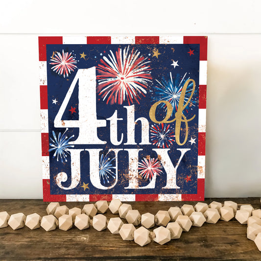 4th of July Wall Decor Art | UV Print Canvas | Watercolor Paint Style Indoor Wall Art | 3 Sizes