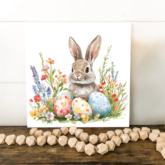 Easter Bunny Wall Decor Art | UV Print Canvas | Watercolor Paint Style Indoor Wall Art | 3 Sizes