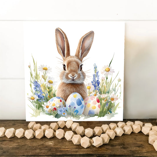 Easter Bunny Wall Decor Art | UV Print Canvas | Watercolor Paint Style Indoor Wall Art | 3 Sizes