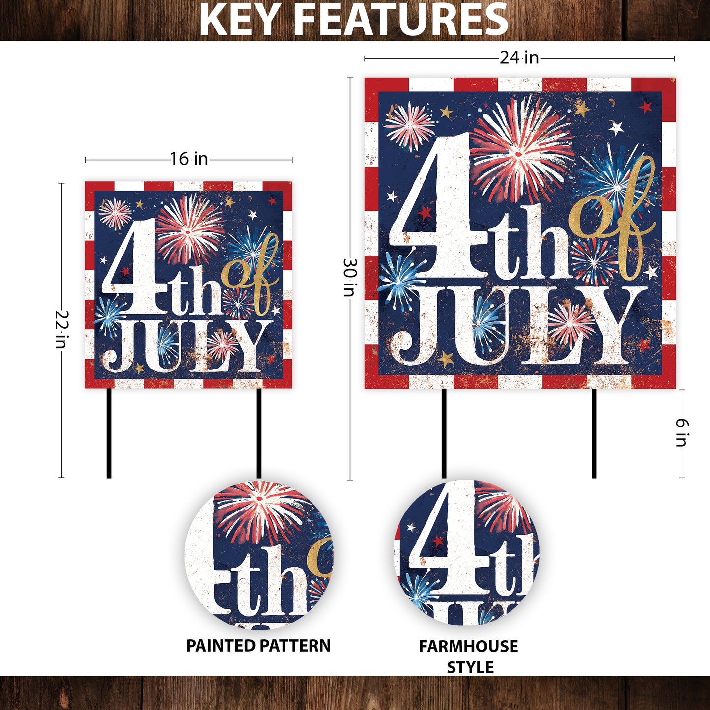 4th of July Garden Stake | UV Print | Patriotic Garden Yard Decor | Americana Outdoor Decoration | 2 Sizes