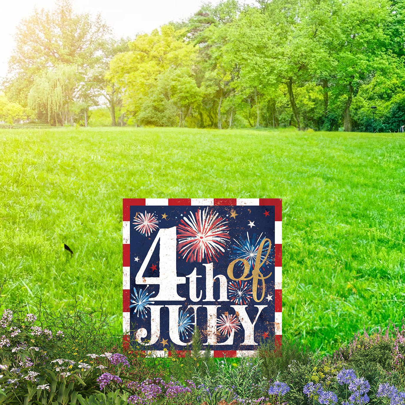 4th of July Garden Stake | UV Print | Patriotic Garden Yard Decor | Americana Outdoor Decoration | 2 Sizes