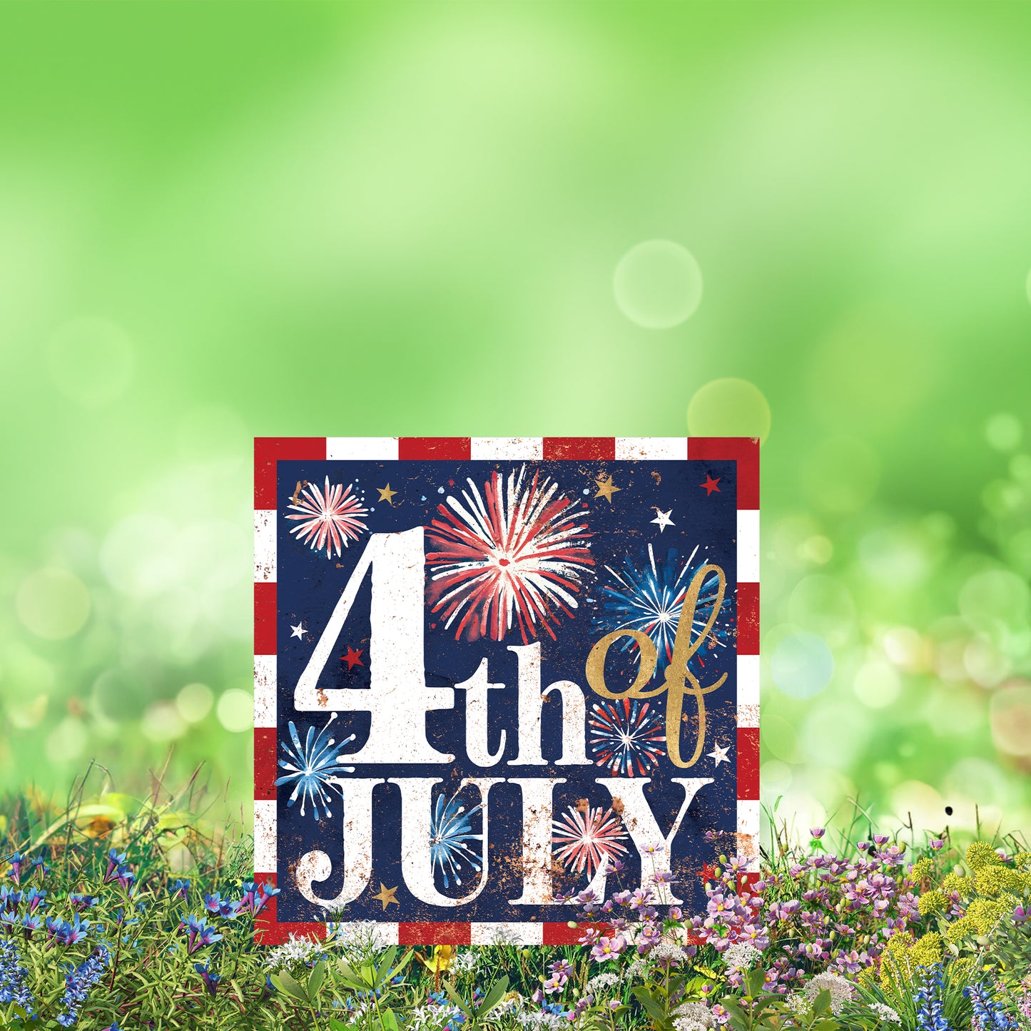 4th of July Garden Stake | UV Print | Patriotic Garden Yard Decor | Americana Outdoor Decoration | 2 Sizes