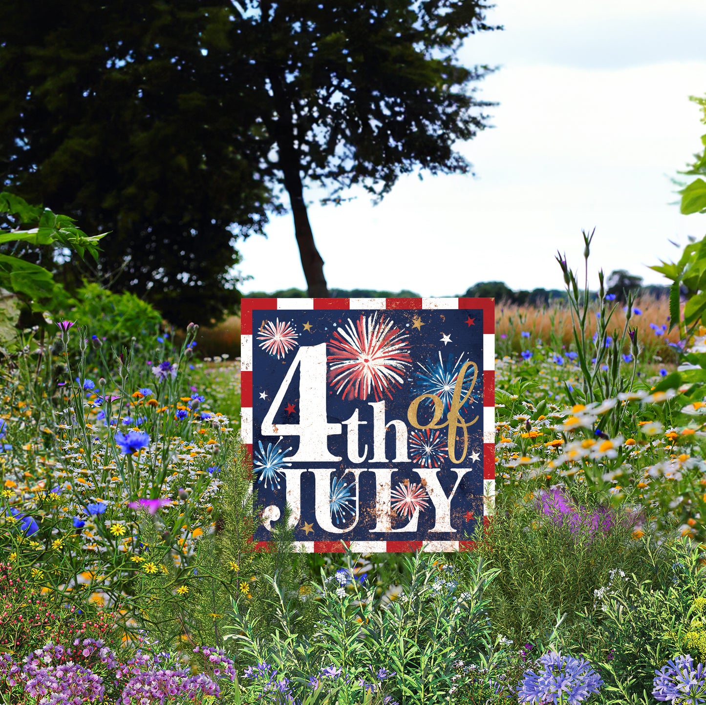 4th of July Garden Stake | UV Print | Patriotic Garden Yard Decor | Americana Outdoor Decoration | 2 Sizes