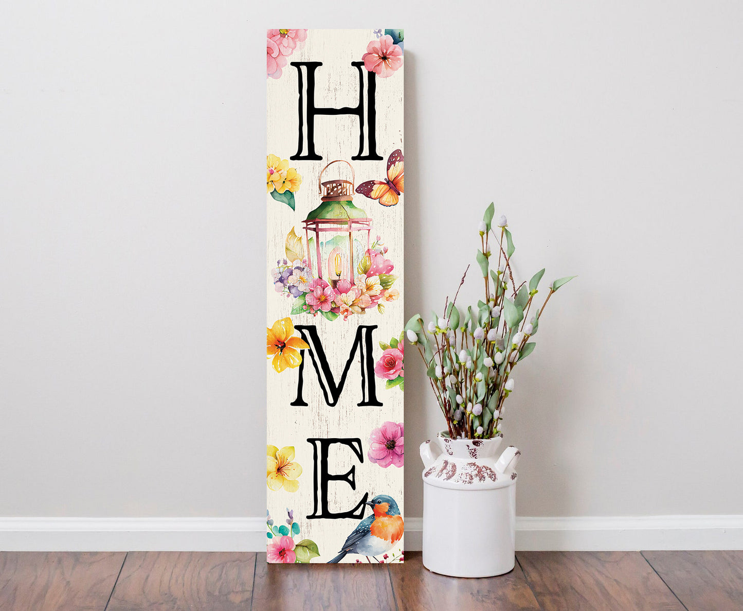 36in Spring Home Sign for Front Door - Wooden Porch Sign, Front Porch Decor, Home Decor Indoor Outdoor Wood Sign