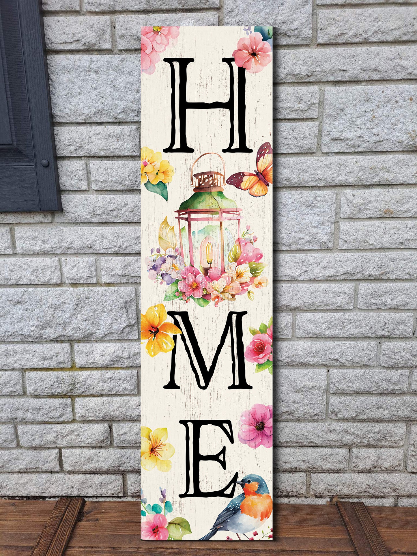 36in Spring Home Sign for Front Door - Wooden Porch Sign, Front Porch Decor, Home Decor Indoor Outdoor Wood Sign