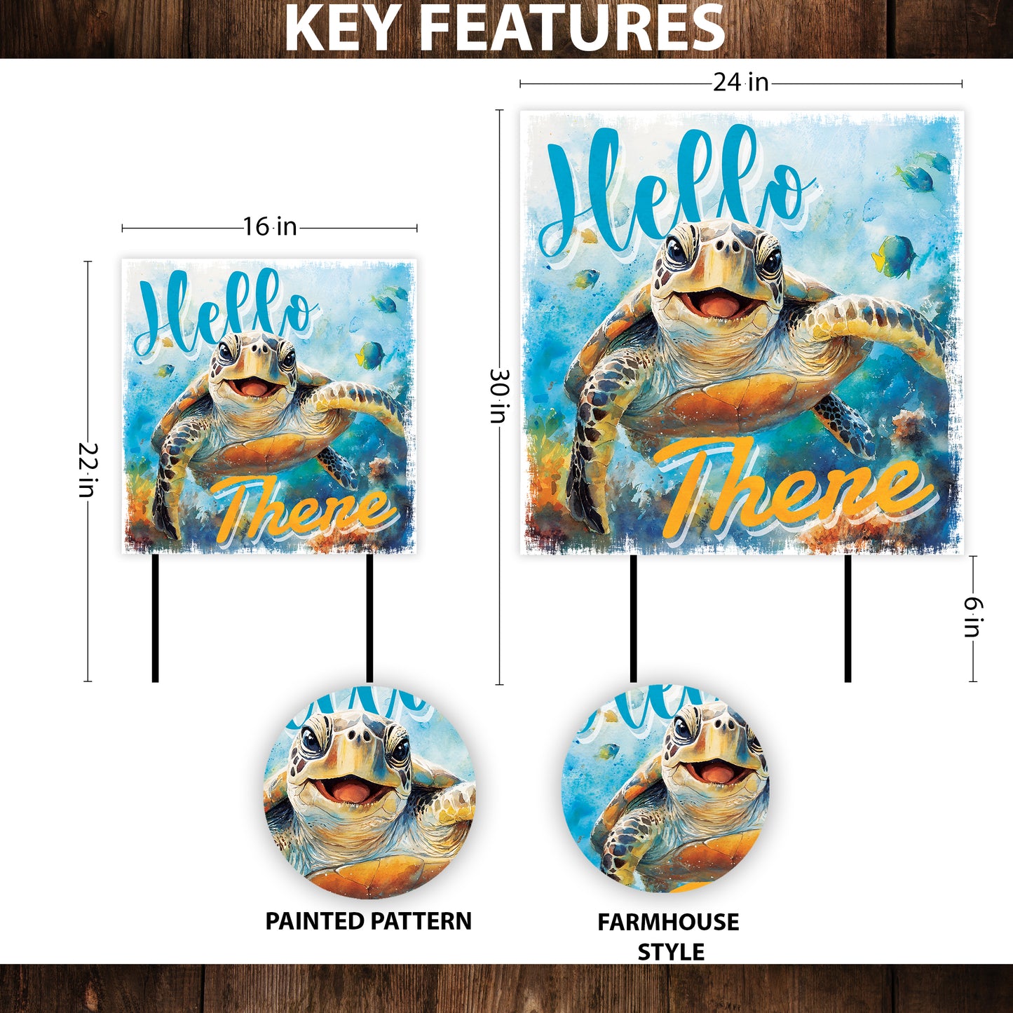 Ocean Turtle Garden Stake | UV Print | Coastal Welcome Sign for Garden Yard Decor | Beach Outdoor Decoration | 2 Sizes