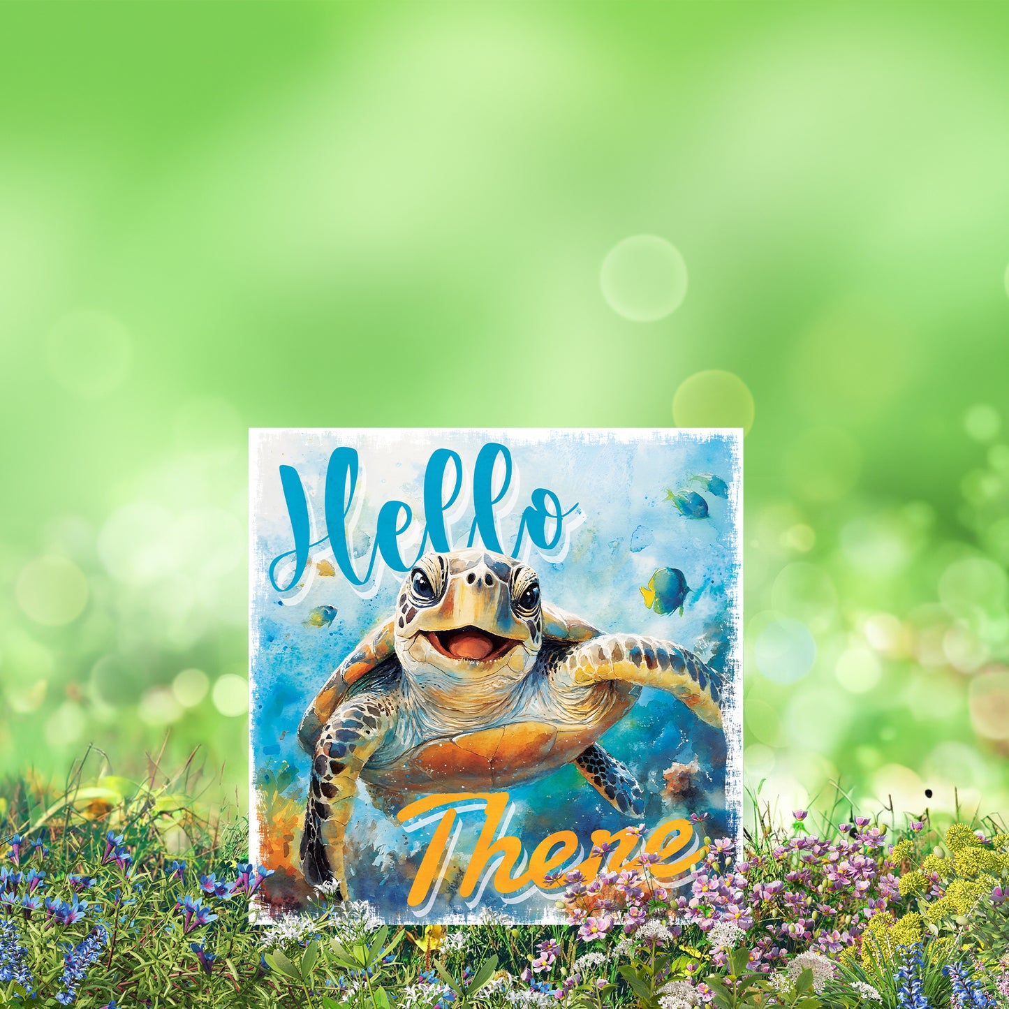 Ocean Turtle Garden Stake | UV Print | Coastal Welcome Sign for Garden Yard Decor | Beach Outdoor Decoration | 2 Sizes