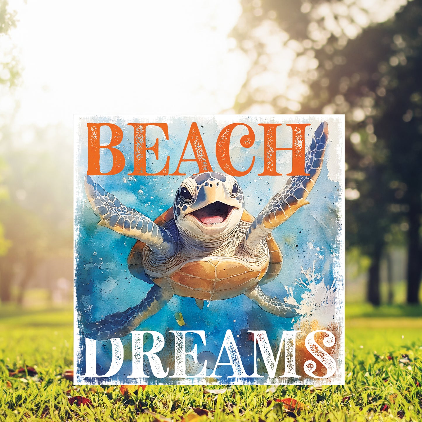 Ocean Turtle Garden Stake | UV Print | Coastal Sign for Garden Yard Decor | Beach Outdoor Decoration | 2 Sizes