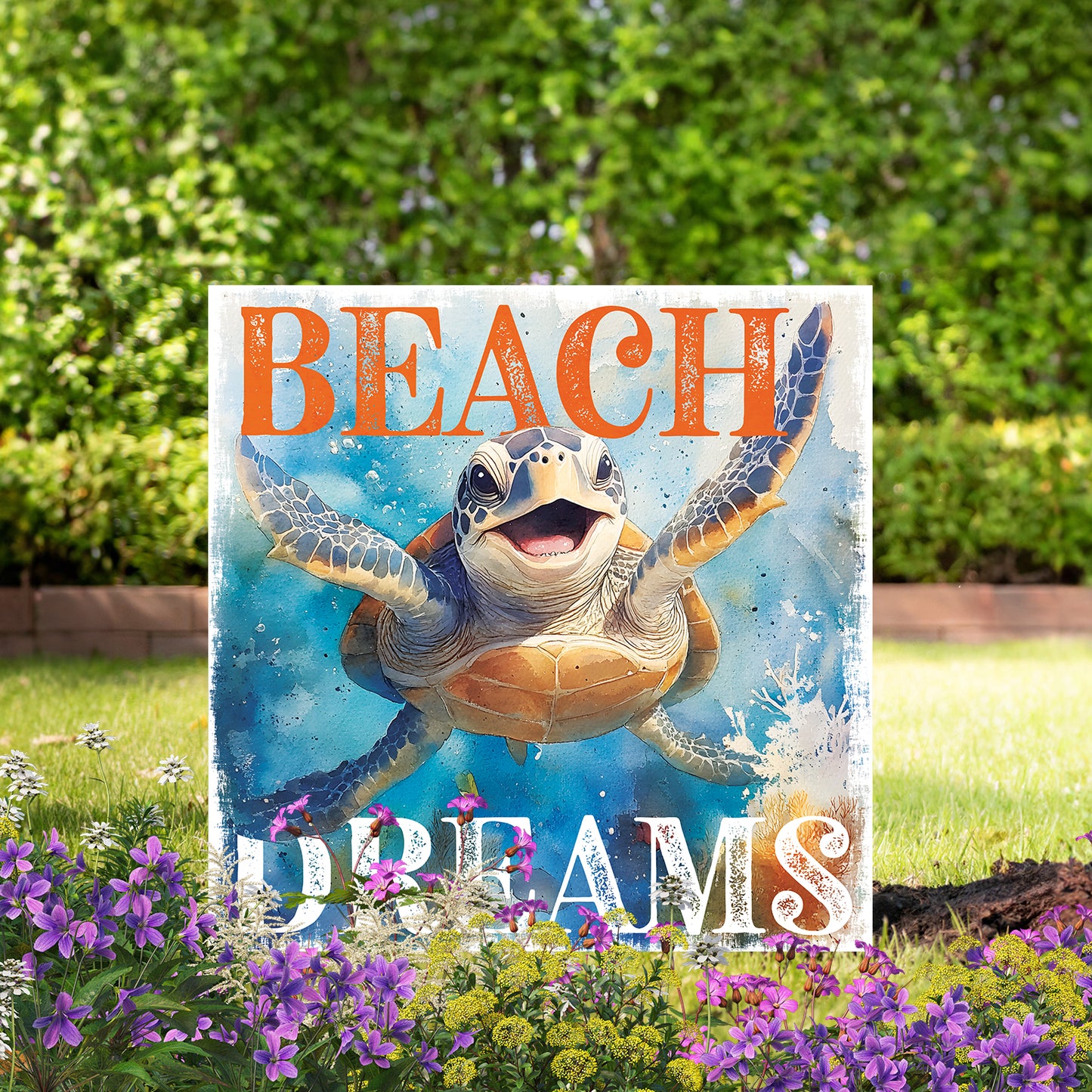 Ocean Turtle Garden Stake | UV Print | Coastal Sign for Garden Yard Decor | Beach Outdoor Decoration | 2 Sizes