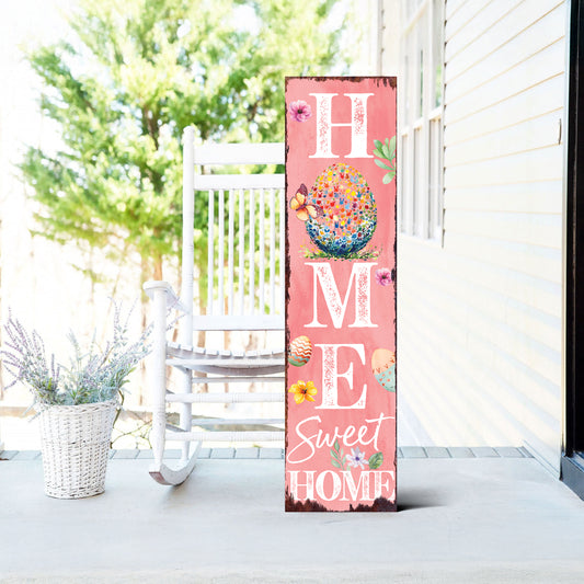 Home Sweet Home Easter Porch Sign | Entryway Decor | UV Print | Front Porch Plaque | Seasonal Home Decor | 3 Sizes