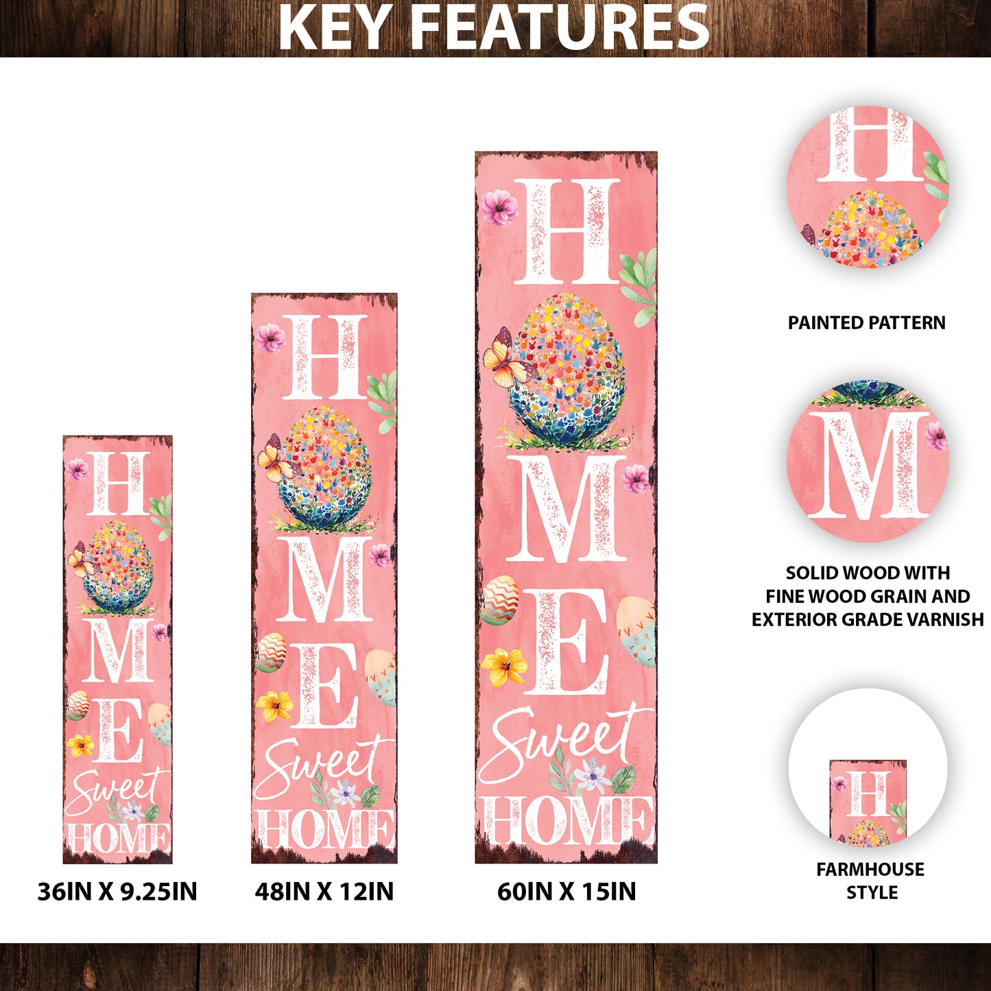 Home Sweet Home Easter Porch Sign | Entryway Decor | UV Print | Front Porch Plaque | Seasonal Home Decor | 3 Sizes