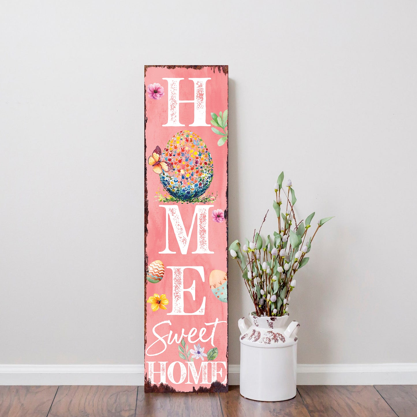 Home Sweet Home Easter Porch Sign | Entryway Decor | UV Print | Front Porch Plaque | Seasonal Home Decor | 3 Sizes