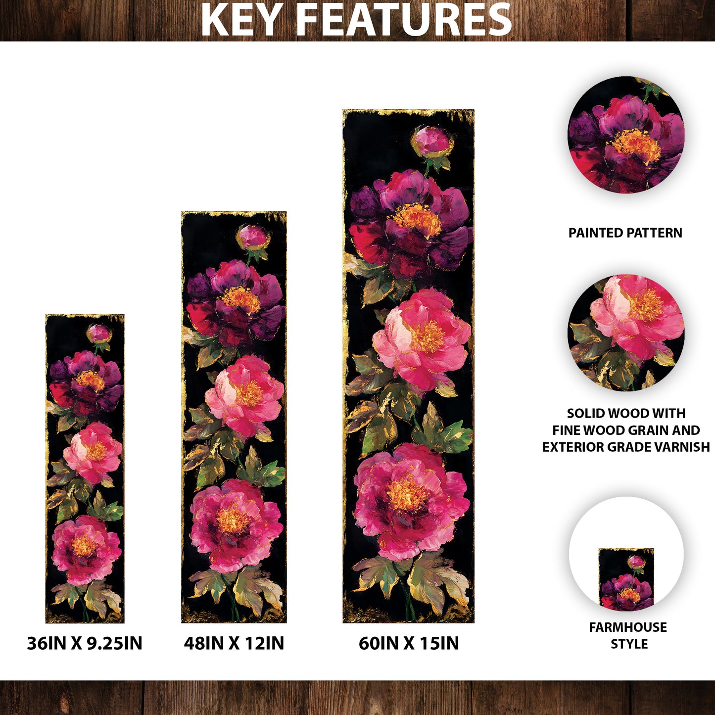 Spring Peonies Decor Porch Sign | Entryway Decor | UV Print | Front Porch Plaque | Seasonal Home Decor | 3 Sizes