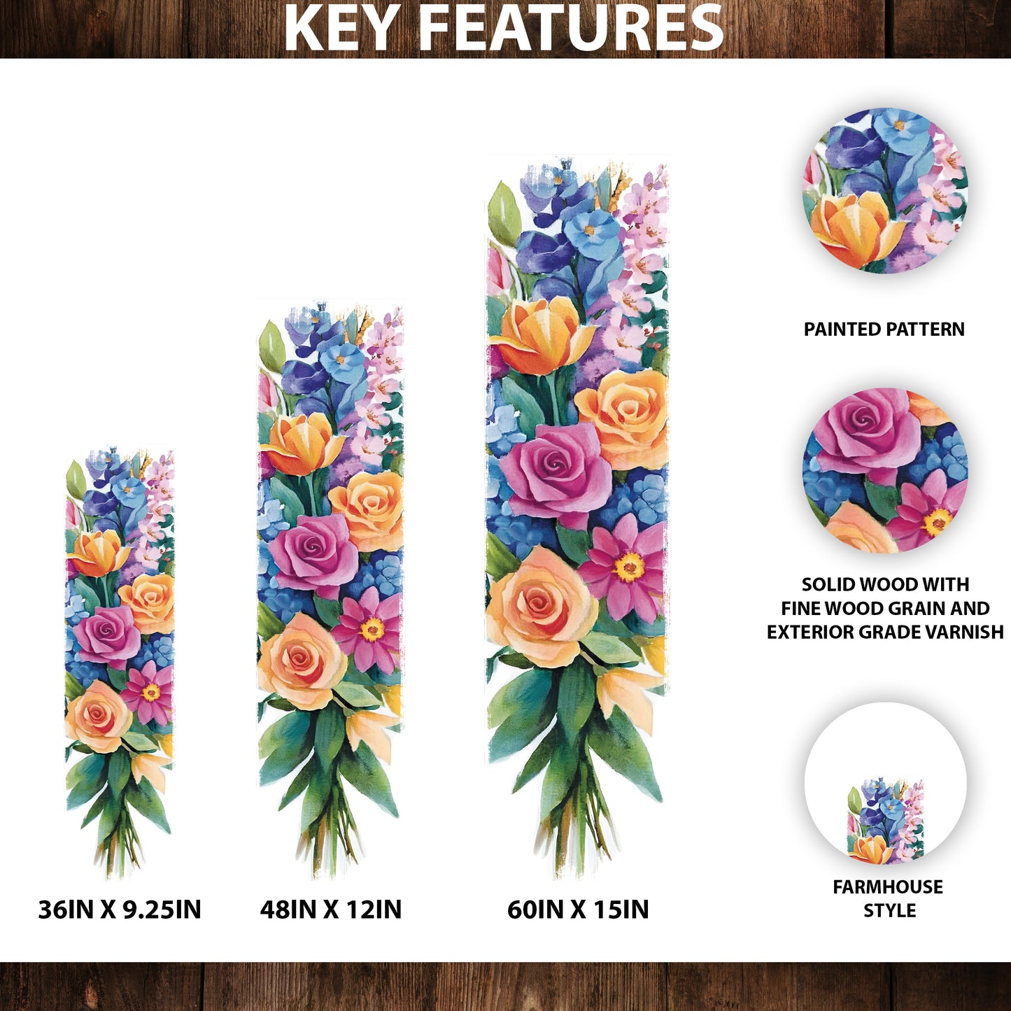 Spring Floral Decor Porch Sign | Entryway Decor | UV Print | Front Porch Plaque | Seasonal Home Decor | 3 Sizes