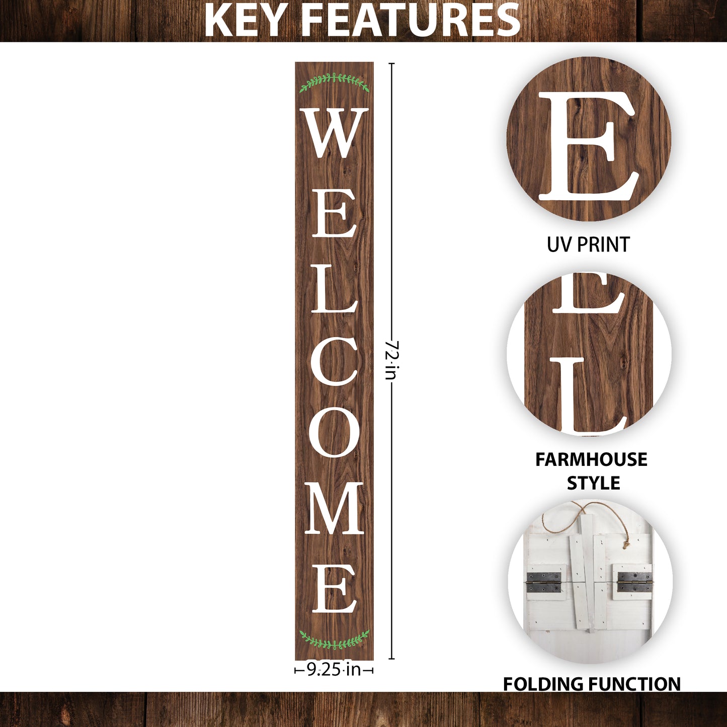 72in Everyday Outdoor Welcome Porch Sign | Front Porch Decor | Front Door, Entryway Decor | Foldable, Portable | UV Print