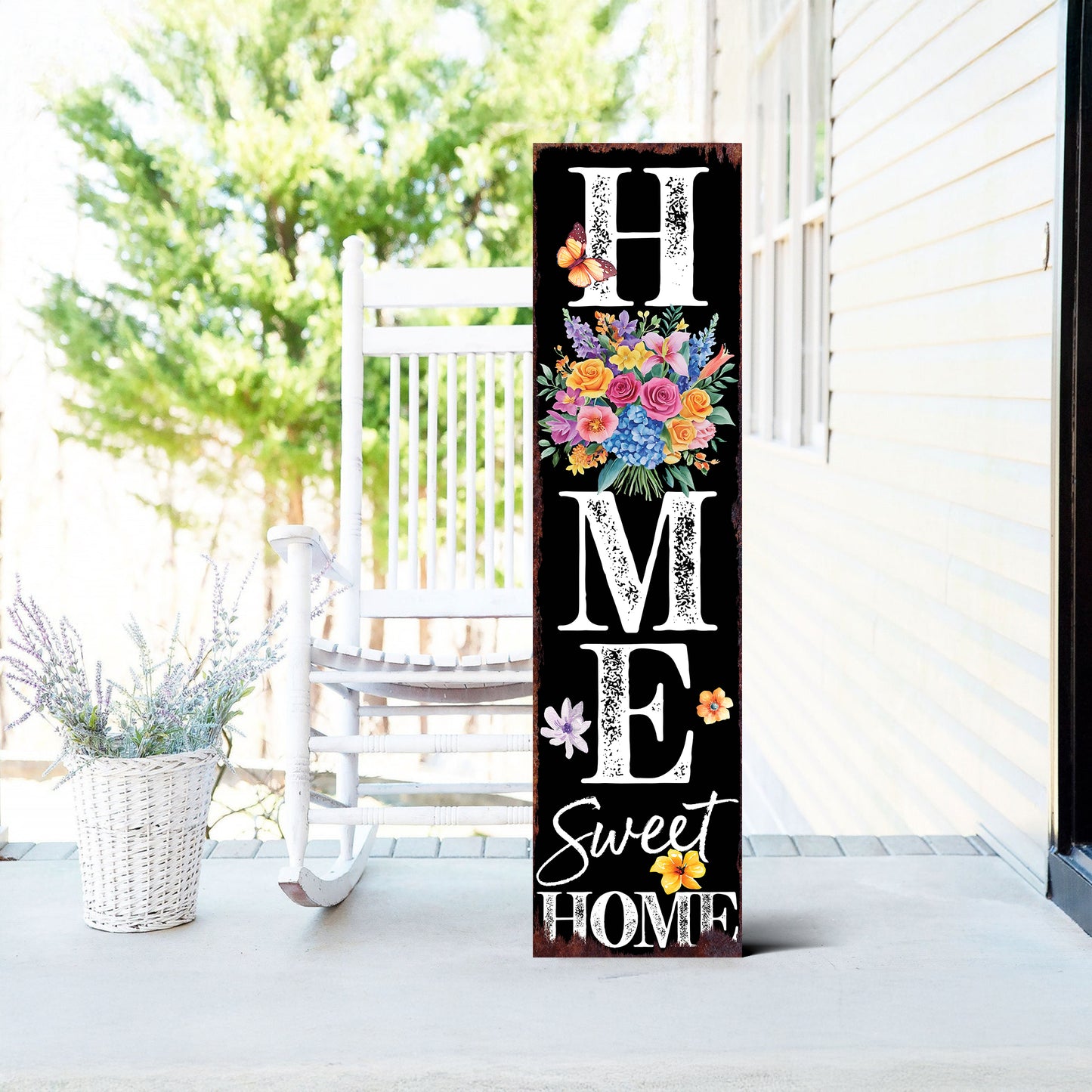 Spring Floral Home Sweet Home Decor Porch Sign | Entryway Decor | UV Print | Front Porch Plaque | Home Decor | 3 Sizes