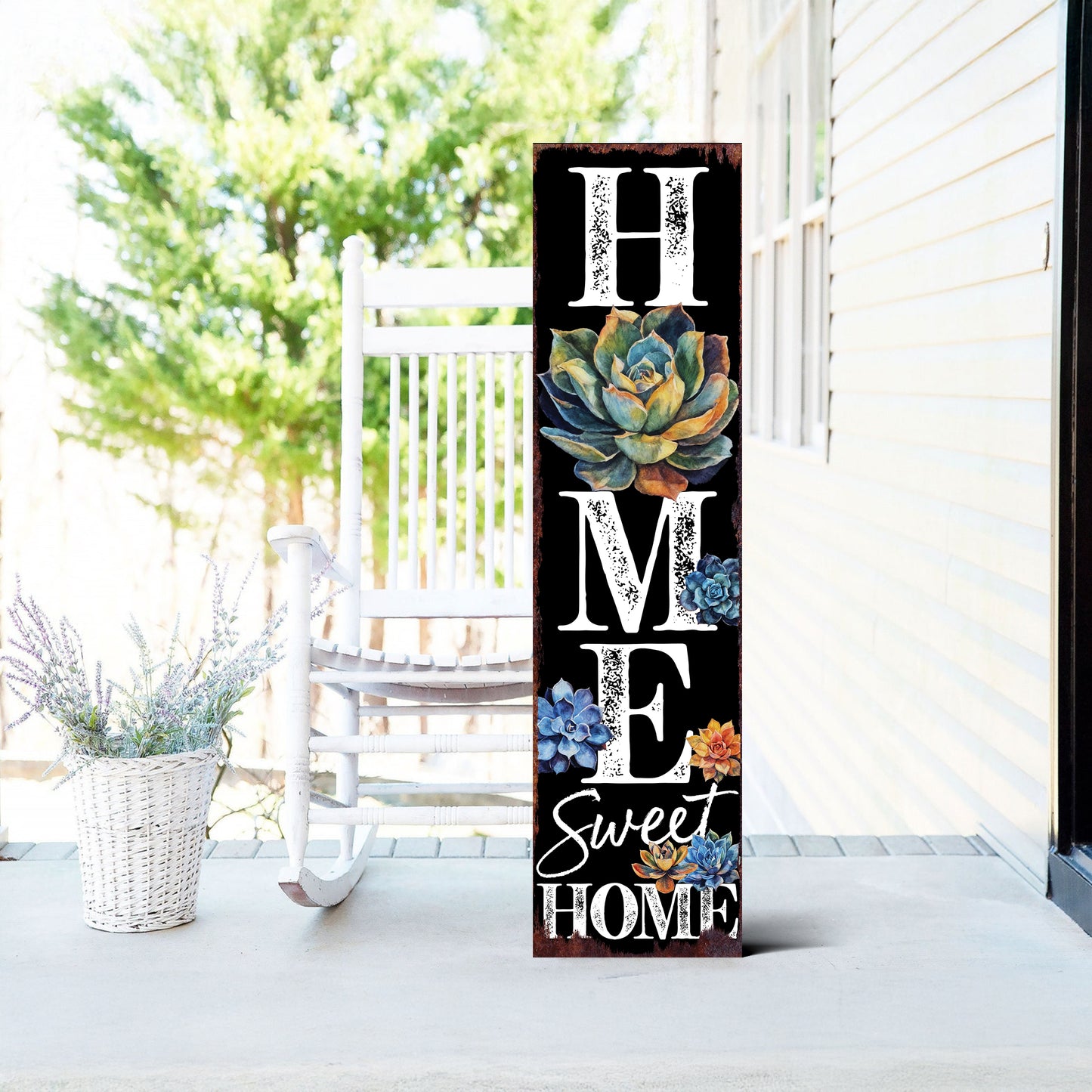 Spring Succulent Home Sweet Home Decor Porch Sign | Entryway Decor | UV Print | Front Porch Plaque | Home Decor | 3 Sizes