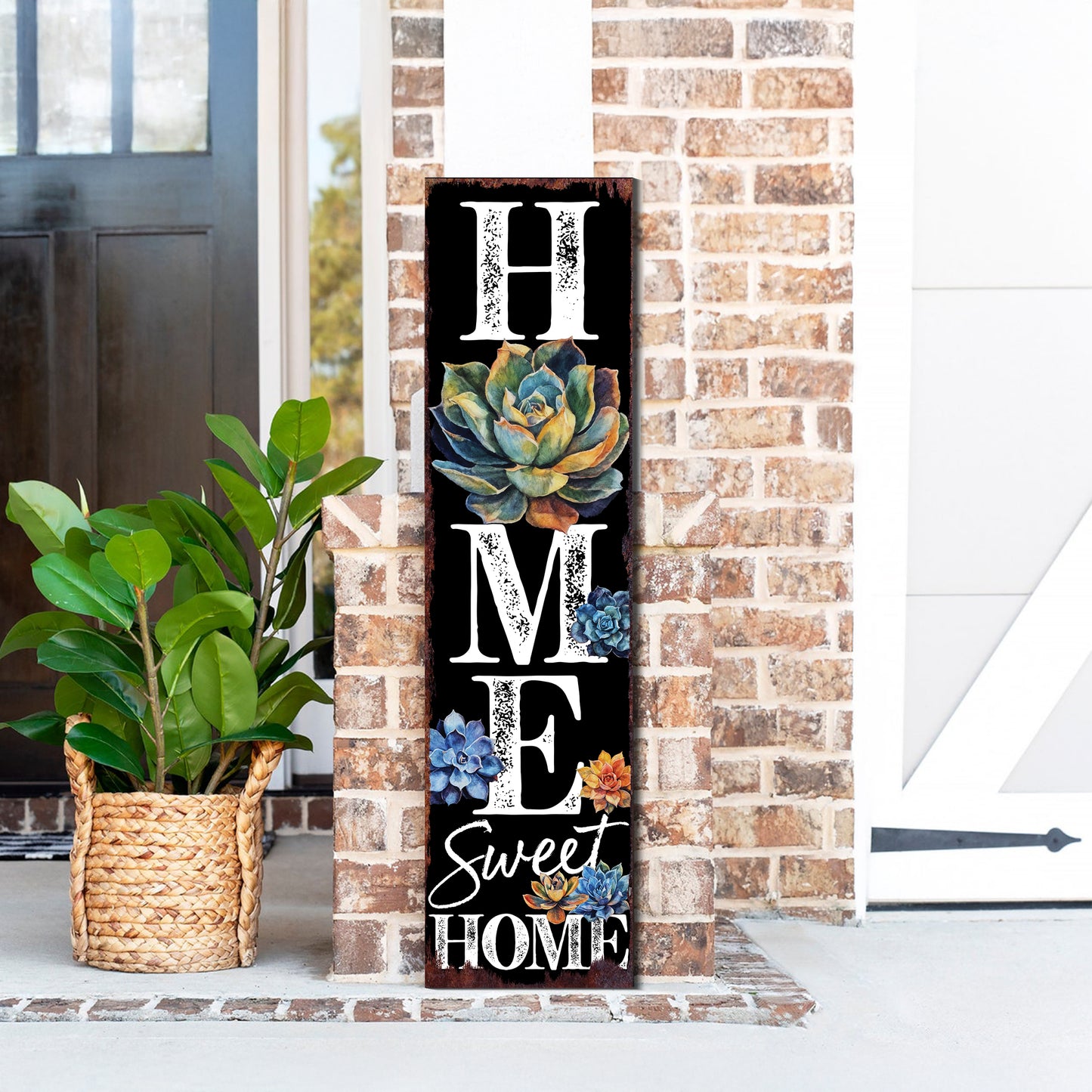 Spring Succulent Home Sweet Home Decor Porch Sign | Entryway Decor | UV Print | Front Porch Plaque | Home Decor | 3 Sizes