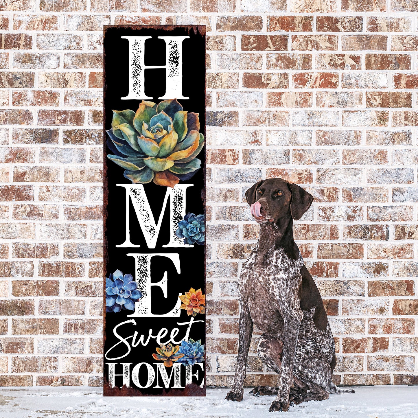 Spring Succulent Home Sweet Home Decor Porch Sign | Entryway Decor | UV Print | Front Porch Plaque | Home Decor | 3 Sizes
