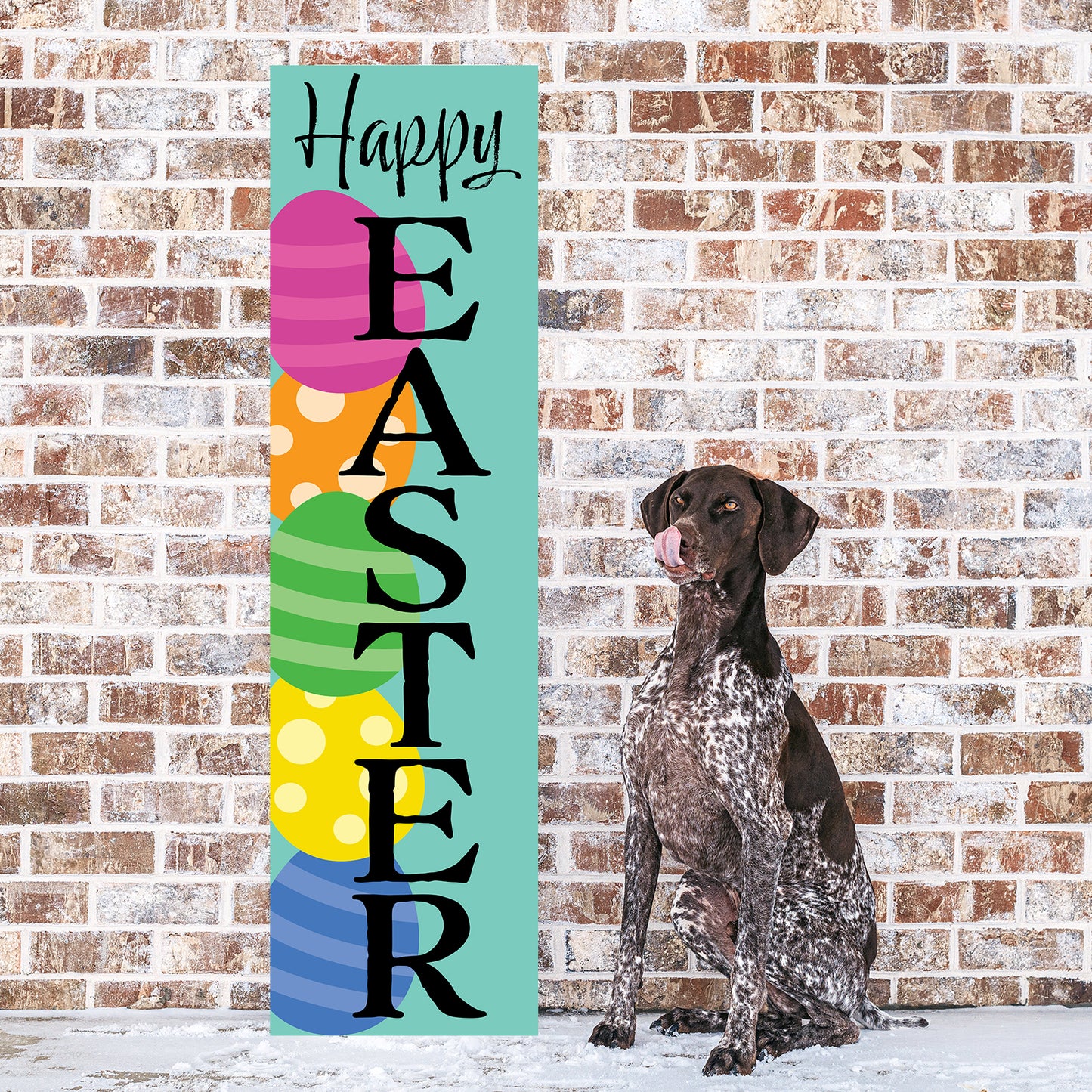 Happy Easter Porch Sign with Easter Eggs Design | Front Door Decor | Farmhouse Entryway Decoration | 3 Sizes Available