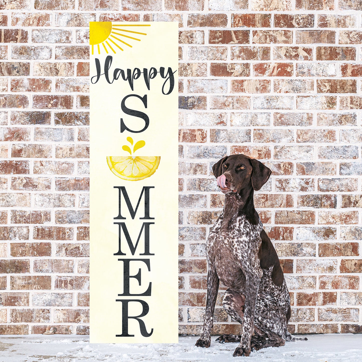 Happy Summer Lemon Porch Sign | Front Door Decor with Sun & Lemon Design | Farmhouse Style Summer Wall Hanging | 3 Sizes Available