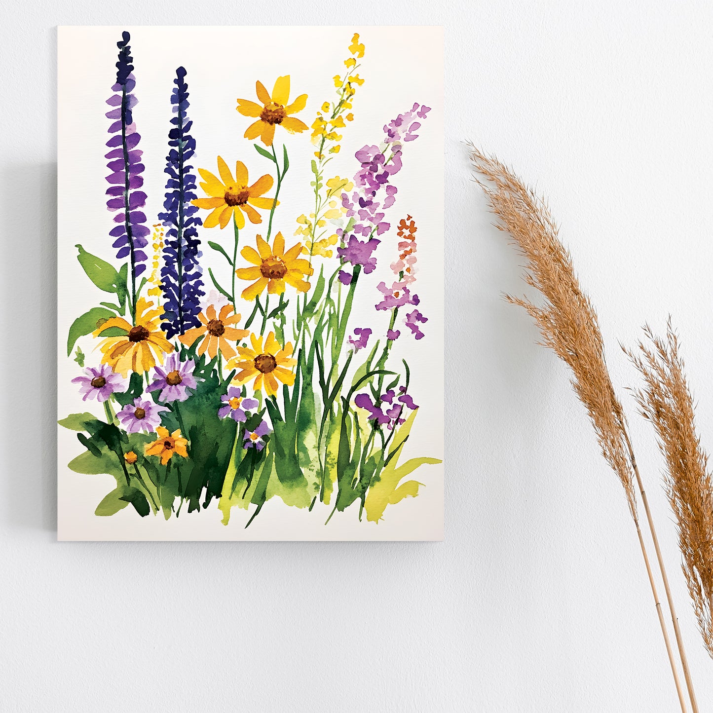 Summer Wildflower Watercolor Canvas Art | Nature-Inspired Flower Painting | Floral Wall Art | Farmhouse Home Décor | 12x16in