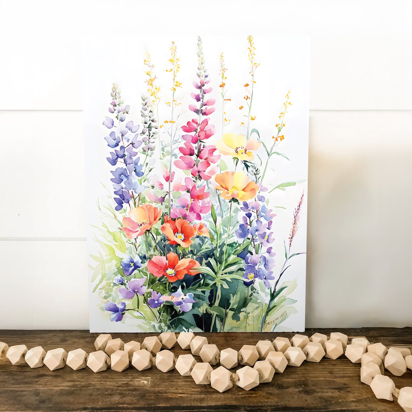 Alaskan Summer Wildflower Watercolor Art | Fireweed, Lupine, Arctic Poppy & Mountain Avens | Nature-Inspired Canvas Wall Decor | 12x16in