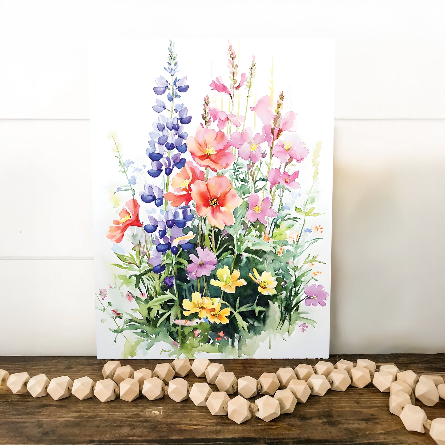 Alaskan Summer Wildflower Watercolor Art | Fireweed, Lupine, Arctic Poppy & Mountain Avens | Nature-Inspired Canvas Wall Decor | 12x16in