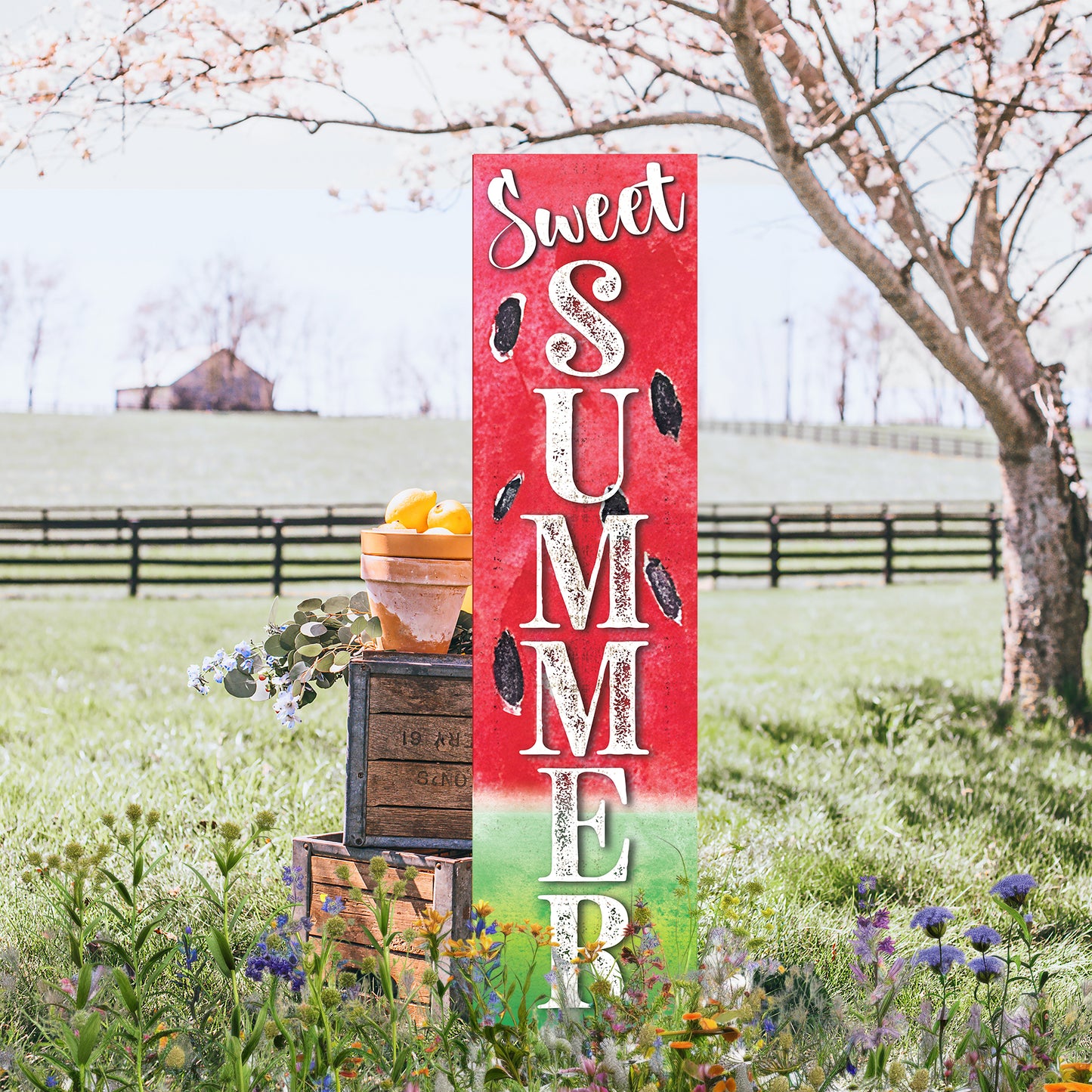 Sweet Summer Watermelon Welcome Porch Sign | Outdoor Front Door Decor | UV Print | Farmhouse Style | Multi Sizes and Patterns