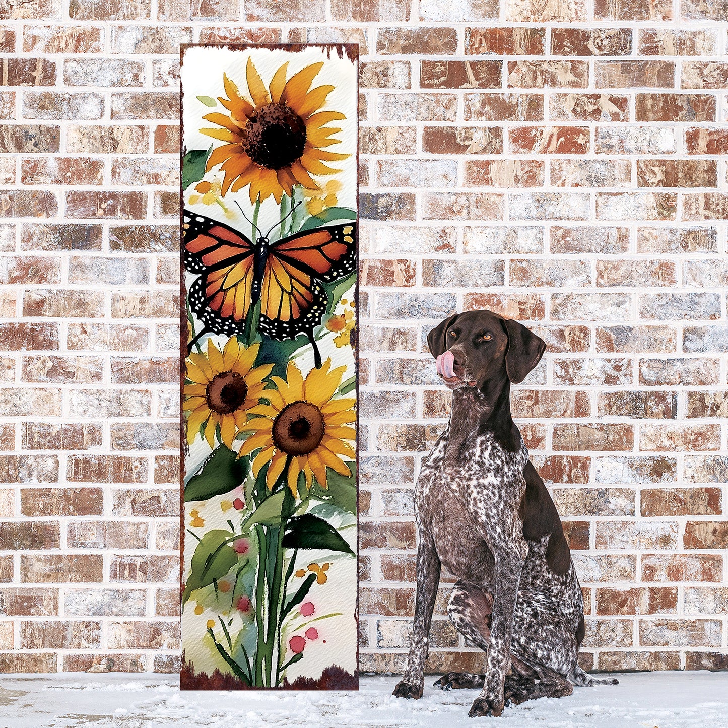 Summer Watercolor Monarch Butterfly with Sunflower Porch Sign | Multi Sizes Available | Perfect Summer Yard & Front Door Decor
