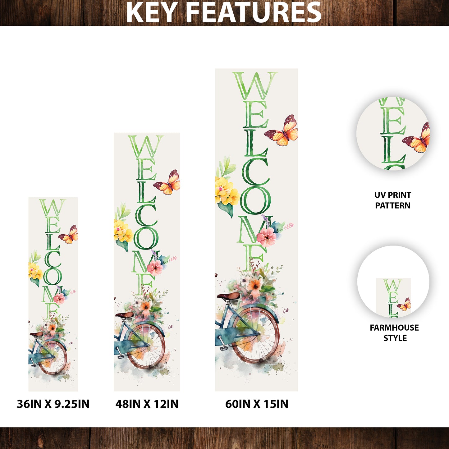 Spring Welcome Floral Porch Sign | Multi Sizes Available | Perfect Spring Yard & Front Door Decor