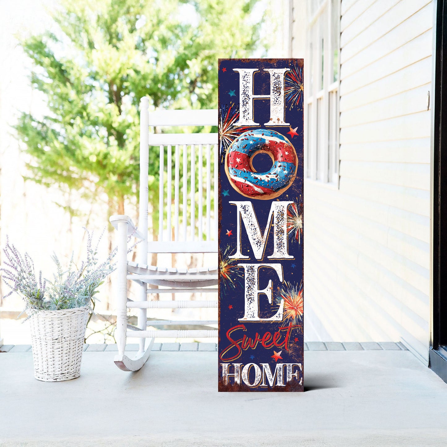 4th of July Home Sweet Home Porch Sign | Multi Sizes | Perfect Patriotic Yard & Independence Day Front Door Decor