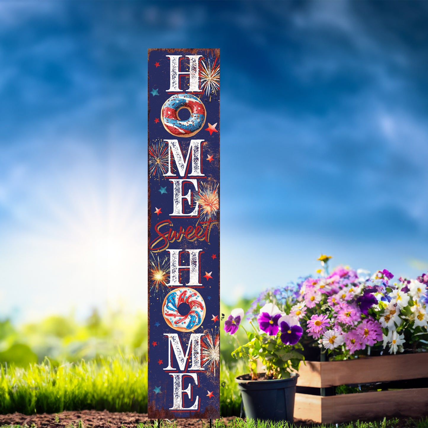 4th of July Home Sweet Home Garden Stake | Multi Sizes | Perfect Patriotic Yard & Independence Day Garden Decor